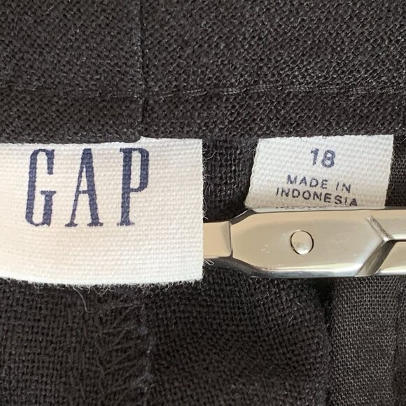 Gap Linen Blend Wide Leg Pants Womens 18 Plus Black Pockets Office Flowy Matrix - Picture 2 of 8